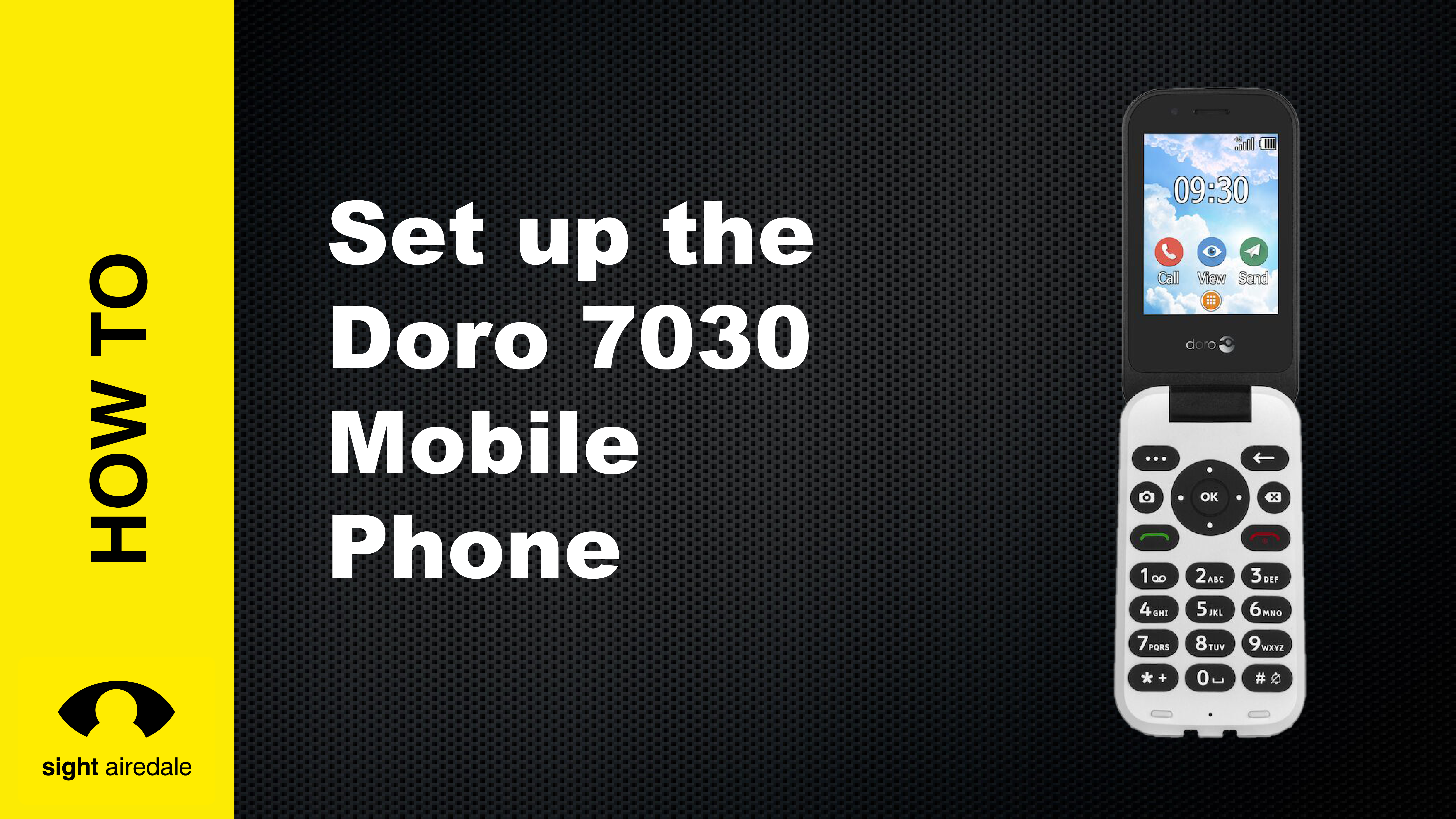Image shows the Doro 7030 with the text how to set up the Doro 7030 Mobile Phone